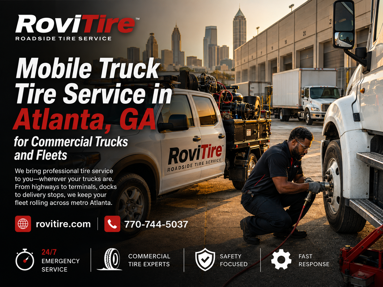 RoviTire mobile truck tire service support in Atlanta